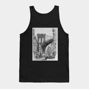 City sketch of New York with a view to Brooklyn Bridge Tank Top